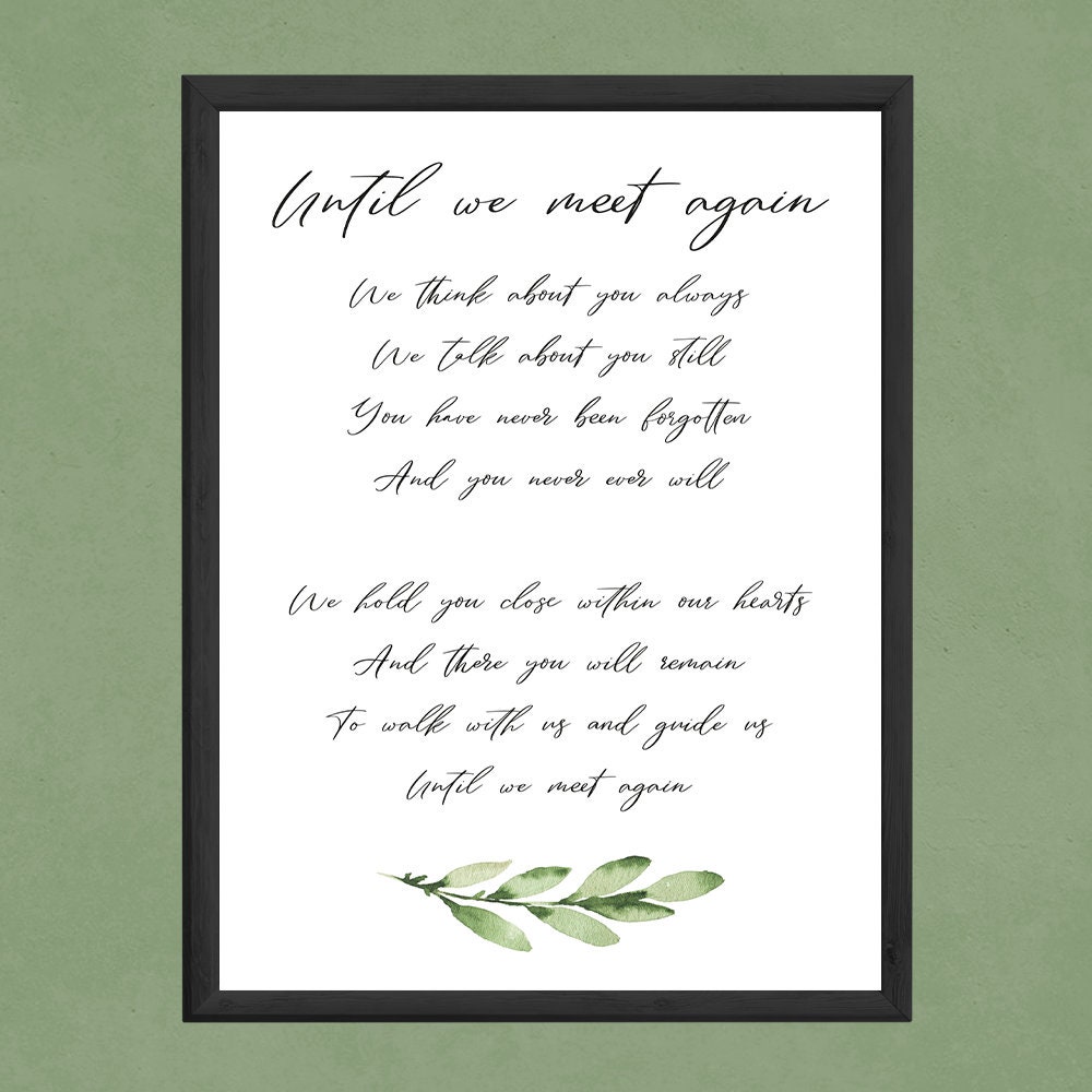 Until We Meet Again Memorial Poem | Customisable