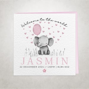 Willkommen in der Welt Personalisierte neue Baby Girl / Boy Karte mit anpassbaren Namen und Details