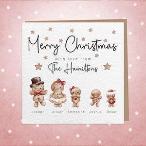 Joyeux Noël de la part de notre famille | Joli design personnalisé en pain d'épice | Personnalisez-le avec votre propre message en option