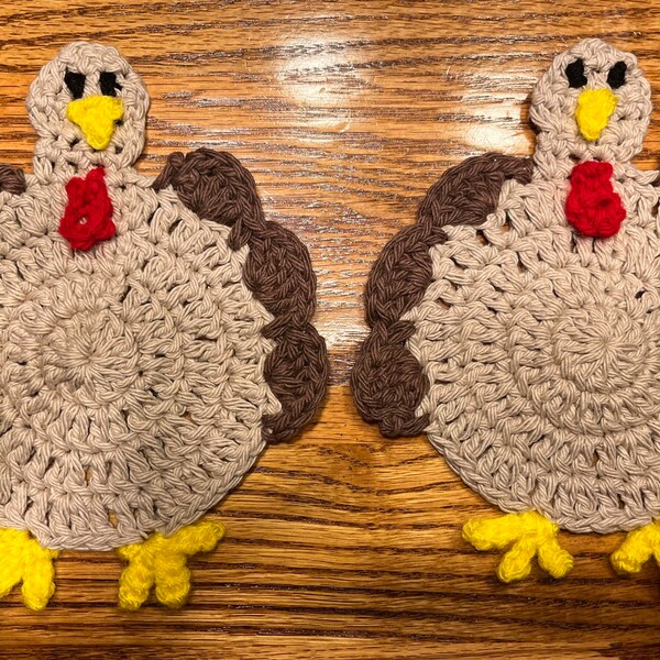 Crochet Turkey Coasters, drink coasters, Christmas and thanksgiving decor, thanksgiving decoration, Turkey, coasters, mug rugs