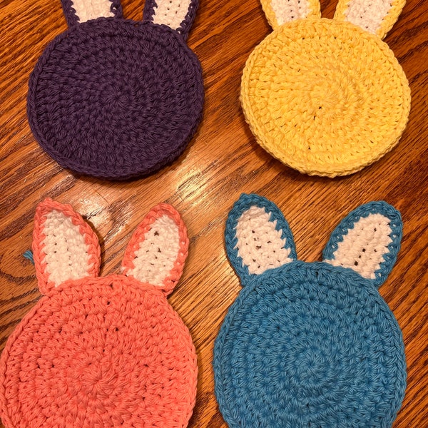 Set of 4 Easter Bunny Coasters, Bunny Coasters, Easter Decor, drink coasters, spring decor, bar ware, coasters, bunny ears, holiday