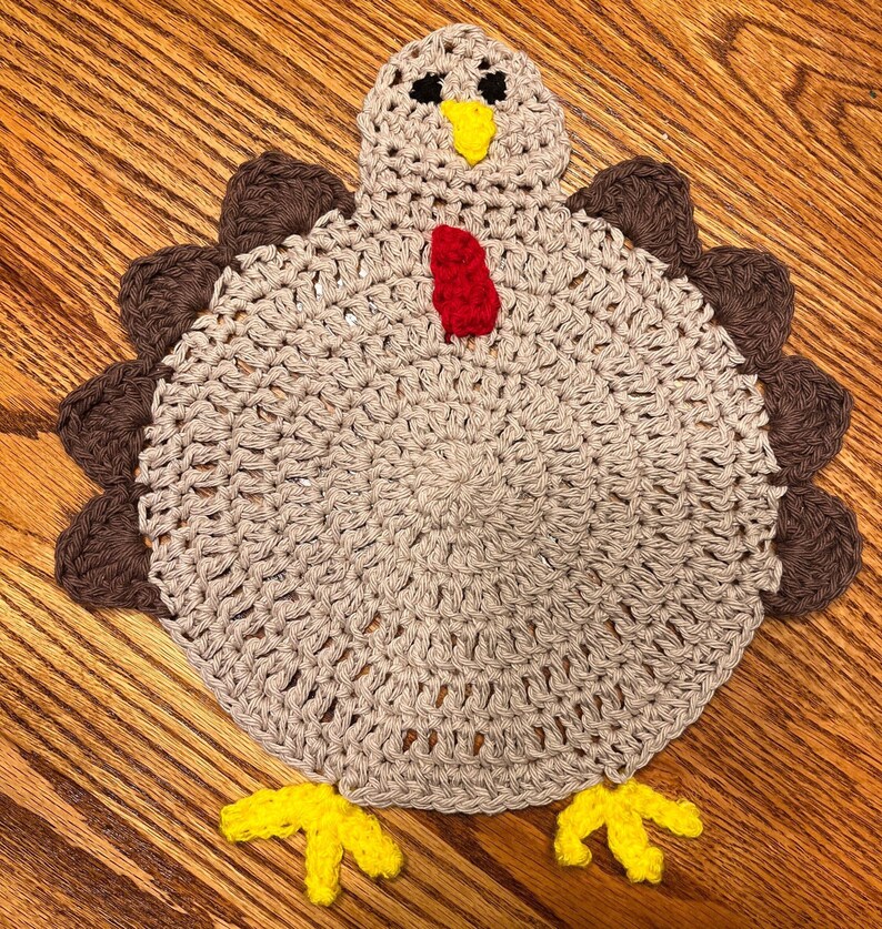 Crochet Turkey Mat, Turkey Potholder, Kitchen Pad, Plate Pad