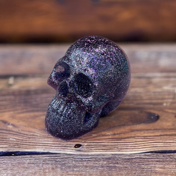 Resin Skull, resin art,  Figurine, Sparkly glitter skull, purple skull , housewarming gifts, dorm room, skulls, skeleton, Halloween