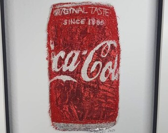 Coke can Machine Embroidery Wall Art - Food Illustration - Fizzy Pop Art
