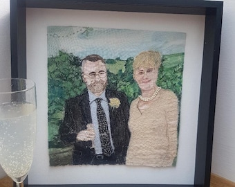 Portrait Illustration Machine Embroidery- Personalised- Anniversary - Wedding  Gift - Unique Bespoke Art