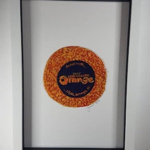 Terrys Chocolate Orange Food Illustration- Free Motion Machine Embroidery Wall Art - Kitchen Art