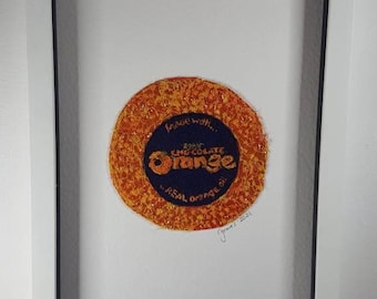 Terrys Chocolate Orange Food Illustration- Free Motion Machine Embroidery Wall Art - Kitchen Art
