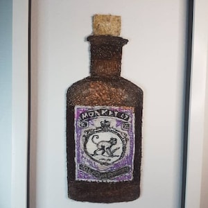 Monkey 47 Schwarzwald Gin Machine Embroidery Wall Art -Gin Gift -Gin Illustration