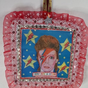 Ziggy Stardust - David Bowie  &#39;You are a Star &#39;Hanging Fabric Decoration -Gift Embroidery
