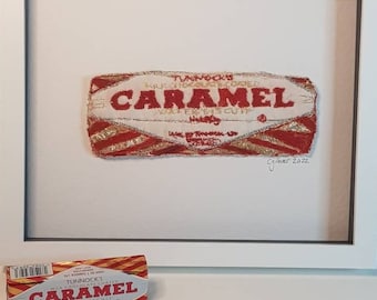 Tunnocks Caramel Wafer Biscuit  - Food Machine Applique Embroidery Kitchen Art - Scottish Food Gift Idea