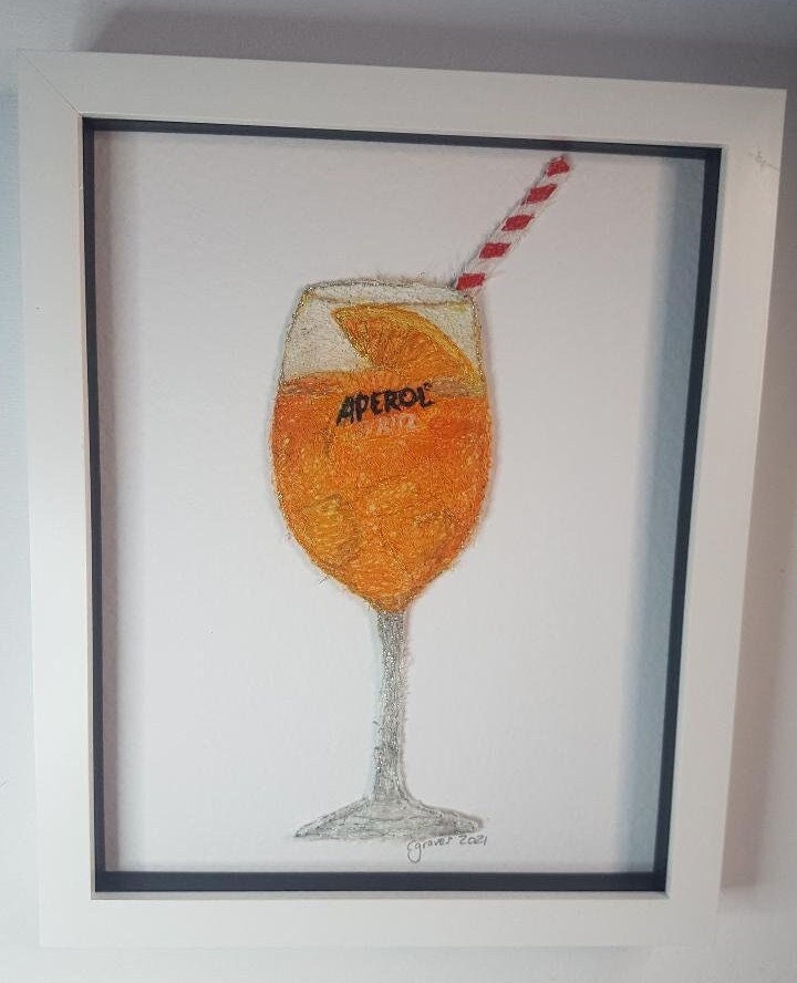 Aperol Spritz Glass Machine Embroidery Design 