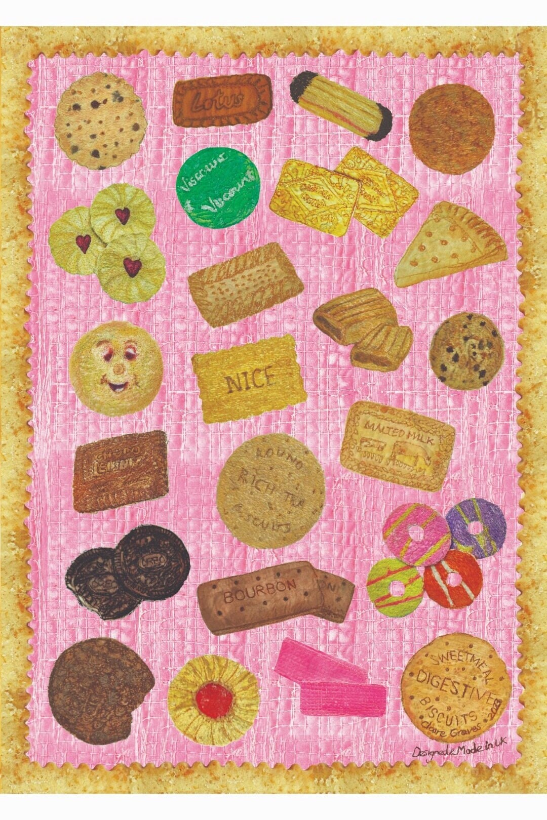 Biscuit Tea-towel  'Take the Biscuit' Fun Retro Cotton Tea- Towel Biscuit Lover - British Teatime Favourites