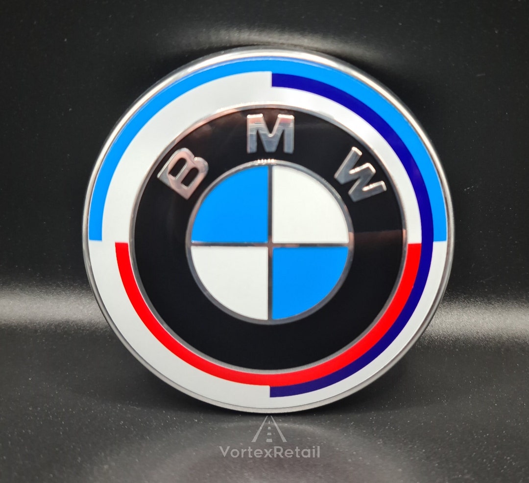 BMW 74mm 50th Year Anniversary Bonnet Emblem Badge Heritage F22 23 30 ...