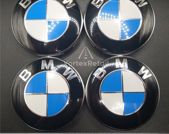 4X BMW Alloy Wheel Centre Hub Caps 68mm + Badges E46 E60 E61 E90 E91 E92 E93 E81 E82 E87 1 3 5 7 X3 X5 Z3 Z4 Series 36136783536