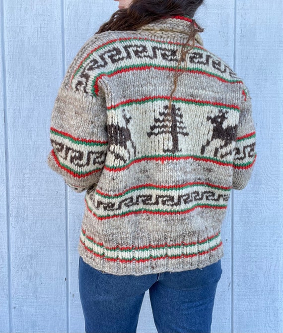 Vintage 60’s Cowichan Deer and Tree Sweater - image 4