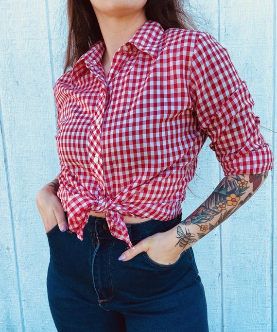 Vintage 70’s Red Checkered Button-Up