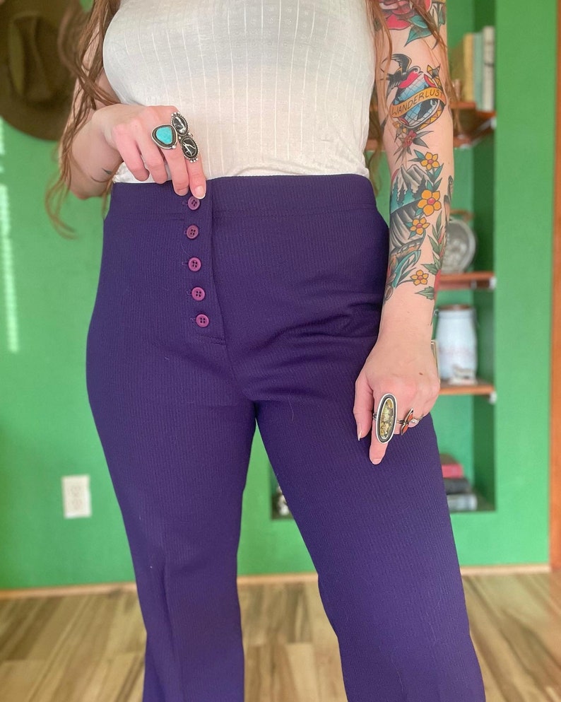 Vintage 70s Dark Purple Bell Bottoms - Etsy