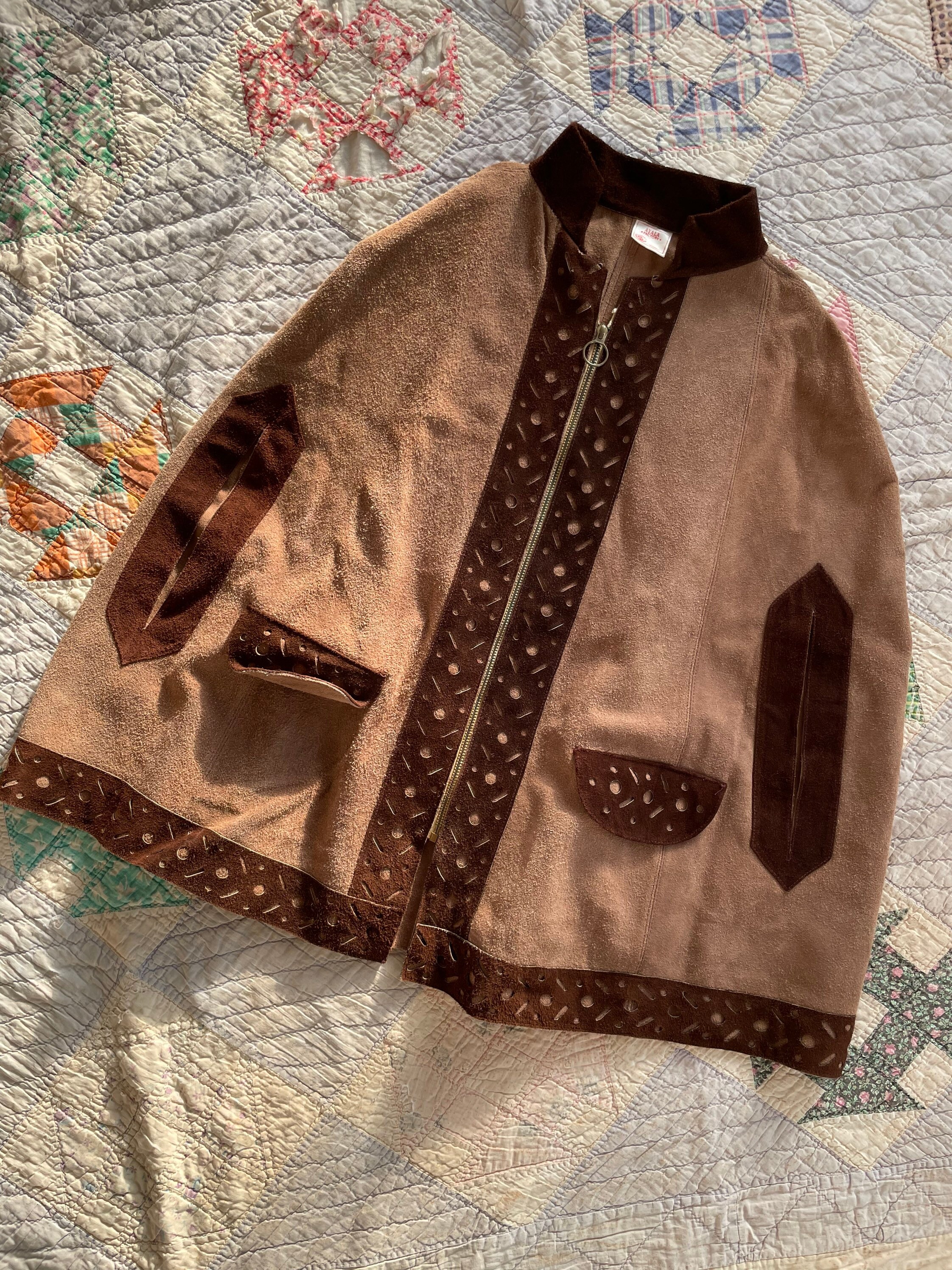 ジャケット・アウター vintage hand paint leather poncho HANNAH HANNAH | “Upcycled Frida Handmade Vintage Leather