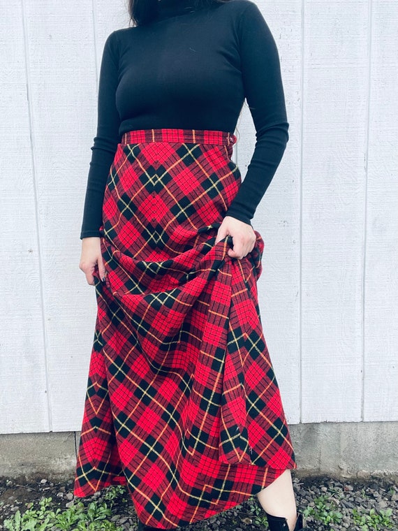 Vintage Plaid Maxi Skirt