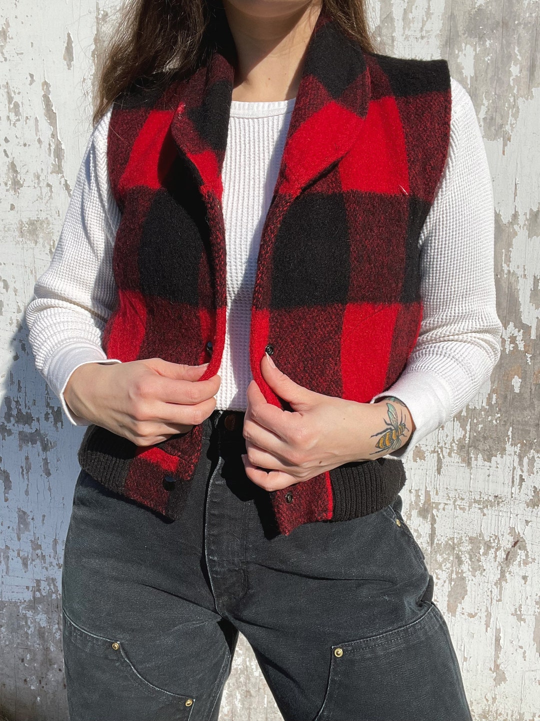 Vintage Woolrich Wool Plaid Vest Etsy