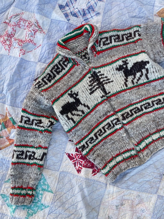 Vintage 60’s Cowichan Deer and Tree Sweater - image 5