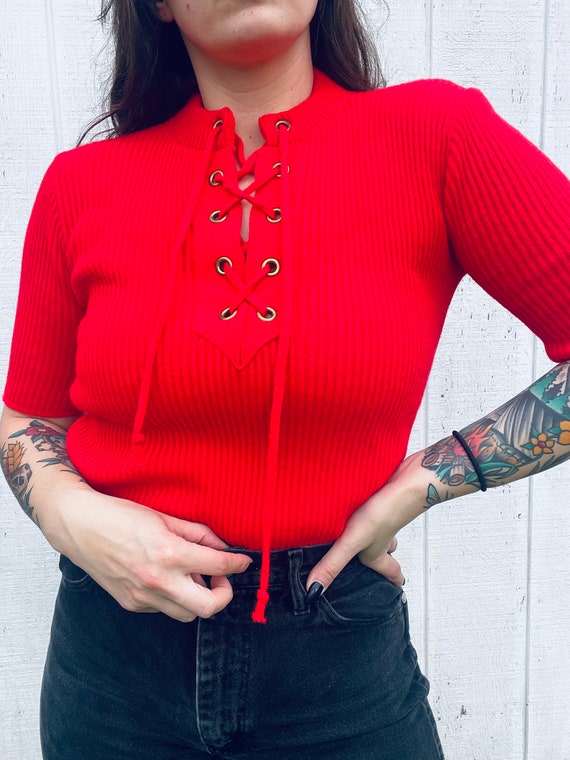 Vintage Red Montgomery Ward Sweater Top