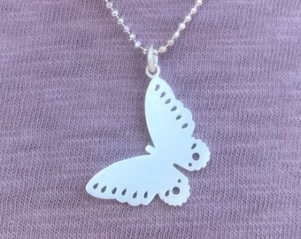 BUTTERFLY NECKLACE, INSECTS Necklace, Sterling Silver Butterfly Pendant 1st Anniversary Gift, Adjustable Necklace Butterfly Lover Gift