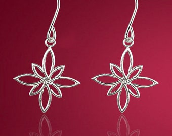 SUNBURST EARRINGS, GALAXY Earrings, Aesthetic Cartilage Drop Silver Star Ear Wire Minimal Nature Earrings, Gift For Wife