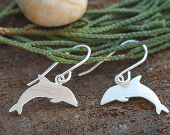 PORPOISE, Designer Earrings, Sterling Silver Ear Wire Porpoise Earrings For Women, Fish Jewelry1st Anniversary Gift