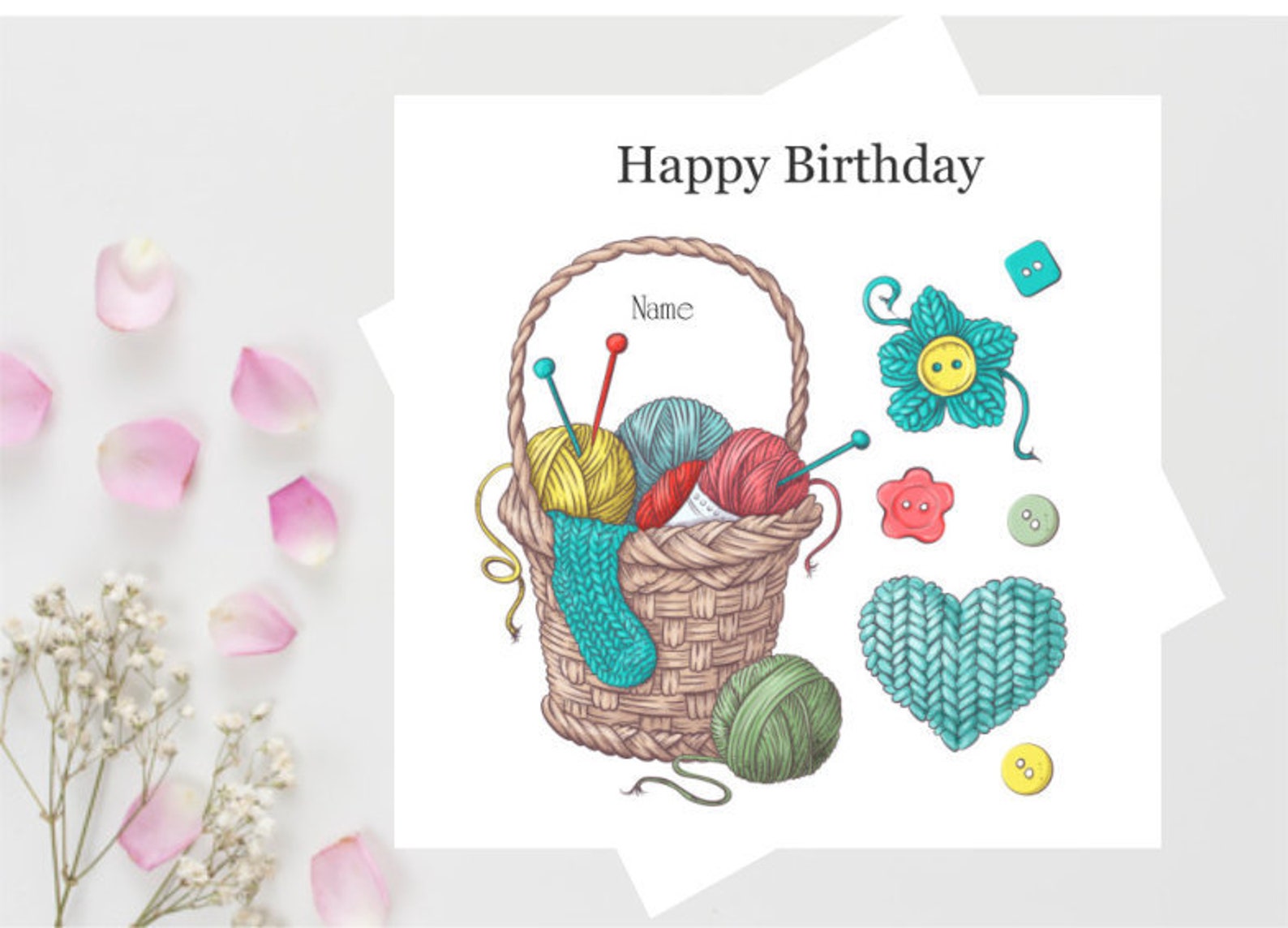 Personalised Knitting Birthday Card Card for Knitter Etsy