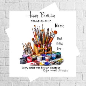 Personalised Birthday Card for Artist, Name, Age, Art Enthusiast (6x6 Inch)