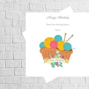 Personalised Card for Knitters, Knitting Queen, Card for someone who loves to Knit