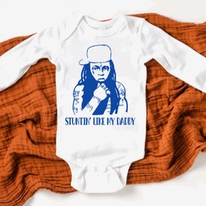 Stuntin&#39; Like My Daddy Hip Hop Rapper Onesie bodysuit, Baby Shower Gift, Baby Birthday Gift, Baby Girl, Baby Boy, Unisex Kids Clothing