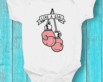 MMA Boxing Like a Girl Onesie bodysuit, Baby Shower Gift, Baby Birthday Gift, Baby Girl, Baby Boy, Unisex Kids Clothing