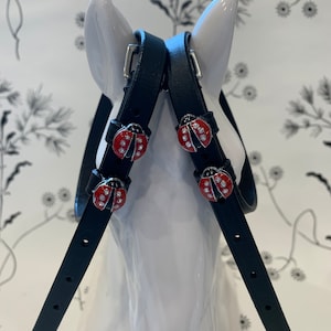 Black English leather Lady-Bug Spur Straps