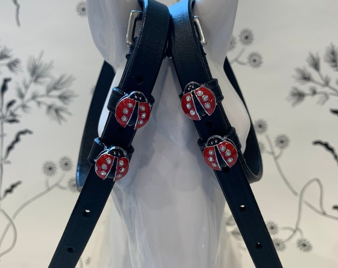 Black English leather Lady-Bug Spur Straps