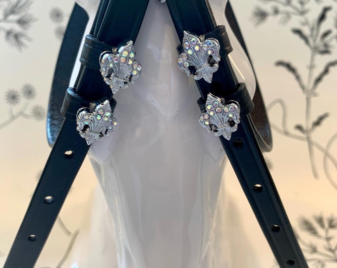 English Leather Spur Straps with charms