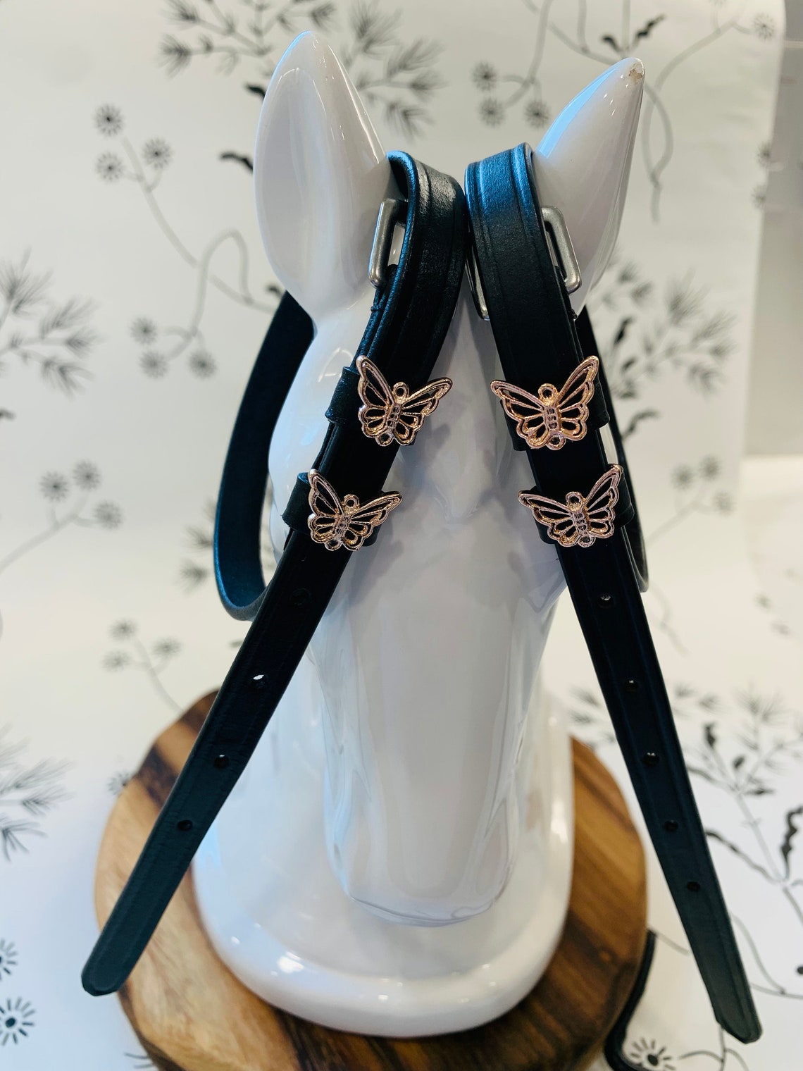 English Leather Spur Straps with Butterflies Etsy