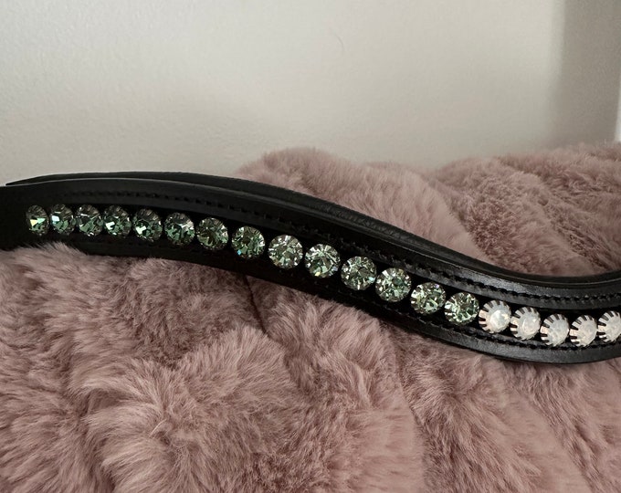 Green Ombre Fade Crystal Leather Browband