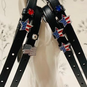 English Leather Spur Straps with Flags