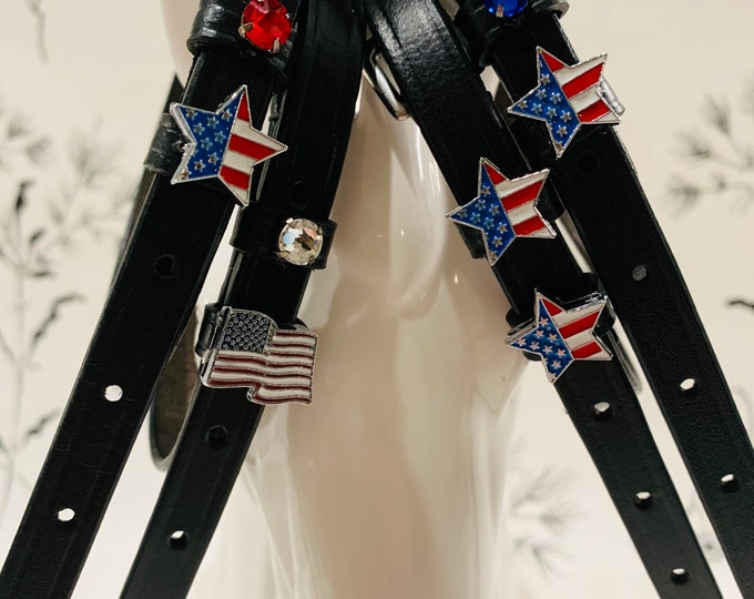 English Leather Spur Straps with Flags
