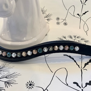 Teal and Pink Crystal Leather Browband