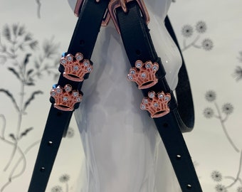 Rose gold crown english leather spur straps