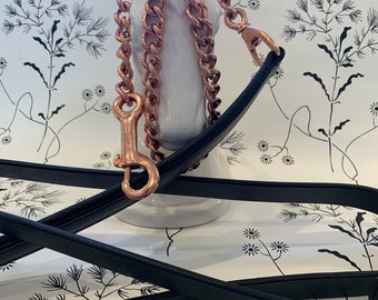 English leather lead shank for horse with rose gold hardware