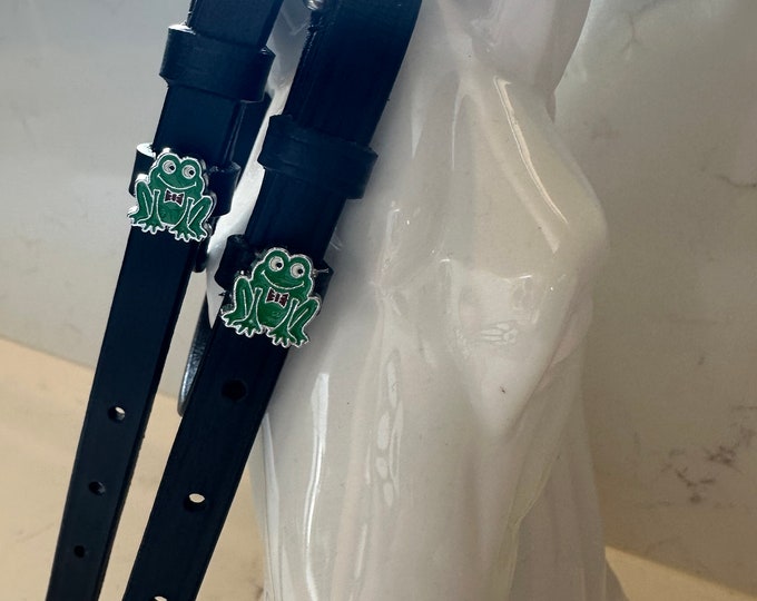 Black English Leather Spur Straps with Frogs
