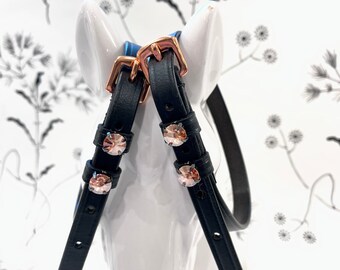 English Leather Spur Straps with Rose gold buckles