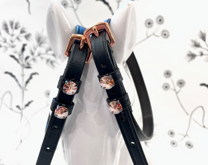 English Leather Spur Straps with Rose gold buckles