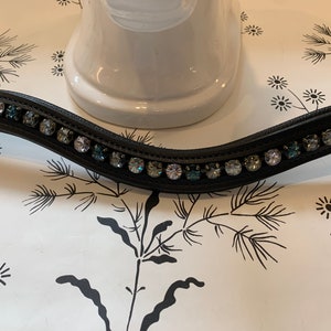 Smoky Mauve and Blue Crystal Leather Browband