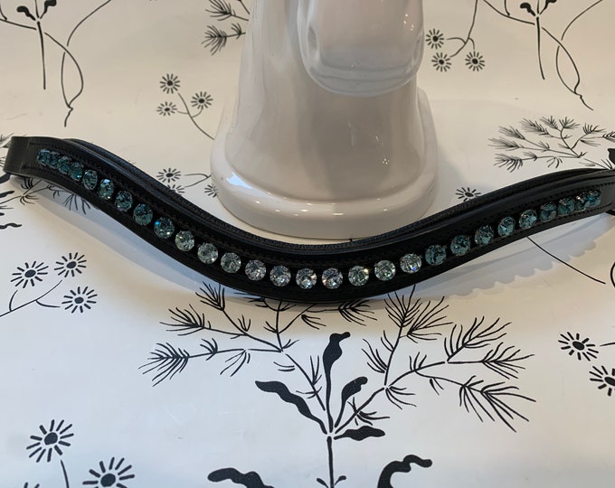 Teal/Blue Ombre/Fade Crystal Leather Browband