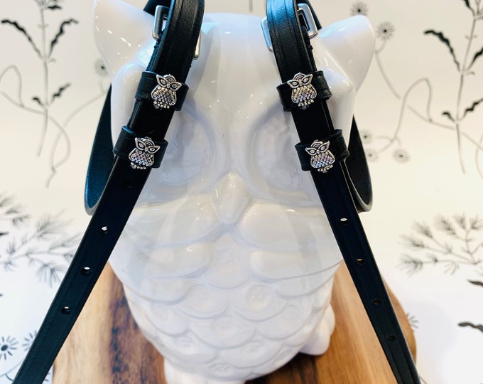 English Leather Spur Straps Owls